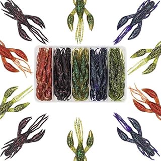 Crawfish-Lures-Bass-Fishing-Jig-Trailers-Soft Plastic 25/30 pk Shrimp Creature Crawdad Baits Kit 2 Huge Pinchers 3-4in (Swing Hands Craw 3.25 in 30pk)