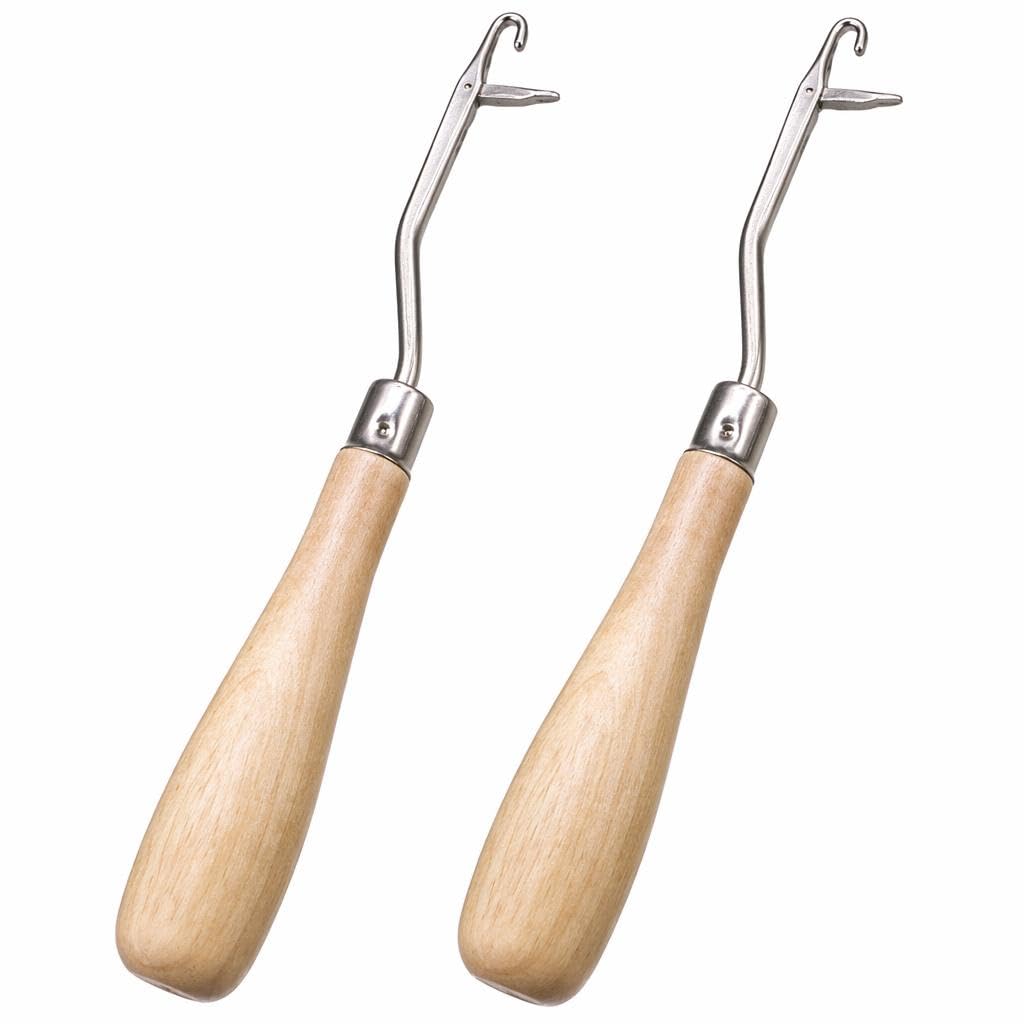 2 Pcs Wooden Latch Hook Crochet Tool for Rug Making Fabric Weaving