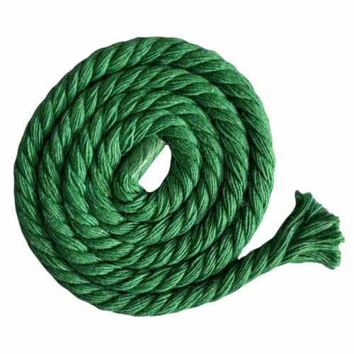 ILLIDAN カラー綿ロープ 直径5mm 綿ロープ3ツ打 10M/20M/100M 柔らか 太い 手芸用 天然 コットンロープ 手作り インテリア 飾り DIY (グリーン 5mm/20M)