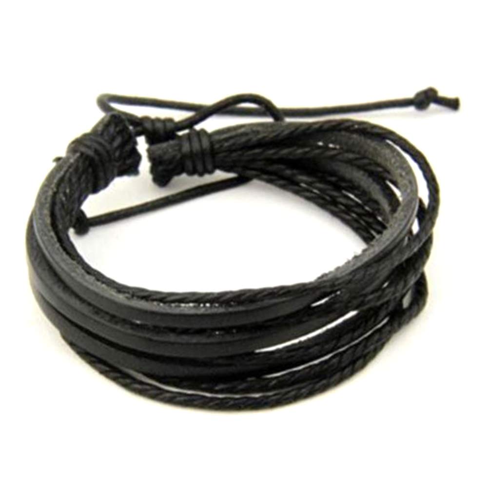 Yosemite Retro Men's Women's Bracelet Faux Leather Multilayer Bracelet Bangle Wristband Jewelry Gift Black2