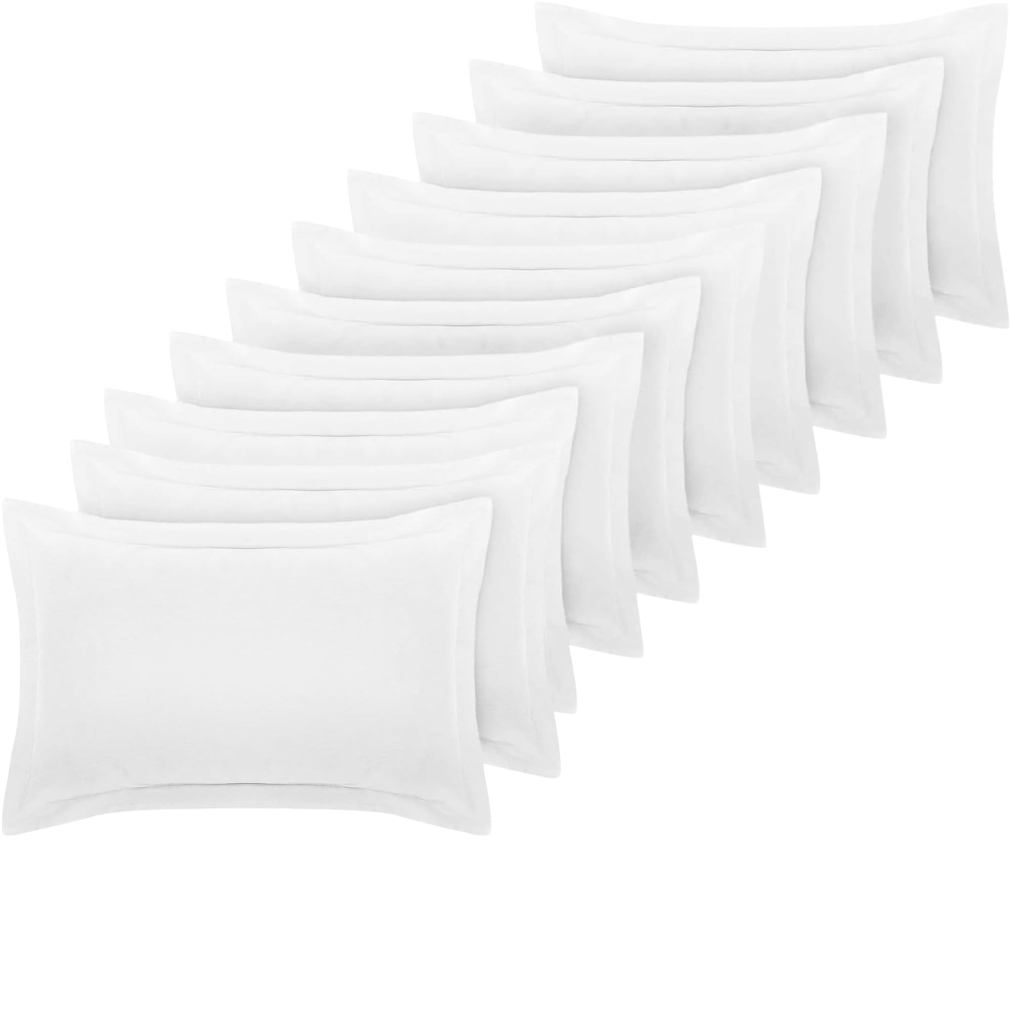 DTEX HOMES Pillow Cases 10 pack 800 Thread Count 100% Egyptian Cotton Hotel Quality Soft Sateen white pillowcases 10 pack -10 x Oxford Pillow Cases (50 x 75cm + 5cm Hem)