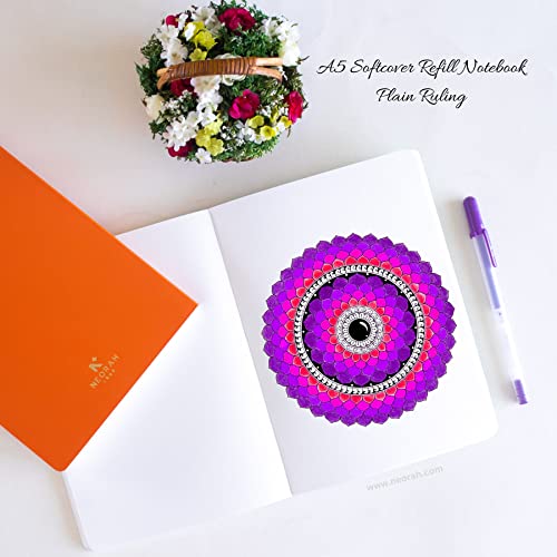 Image of NEORAH - A5 Notebook SOFT COVER | Organiser REFILL | Unruled Notebook Journal | 110 GSM | 160 pages (Size 21 cm x 14.8 cm) Planner Journaling Writing Note Taking Diary, Travellers Journal-ORANGE
