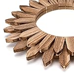 Honiway Wall Mirror Decorative 12 inch Rustic Wood Mirror Sunburst Boho Mirror for Entryway Bedroom Living Room Bathroom House Warming Gifts New Home Essential Carbonized Black - Image 2