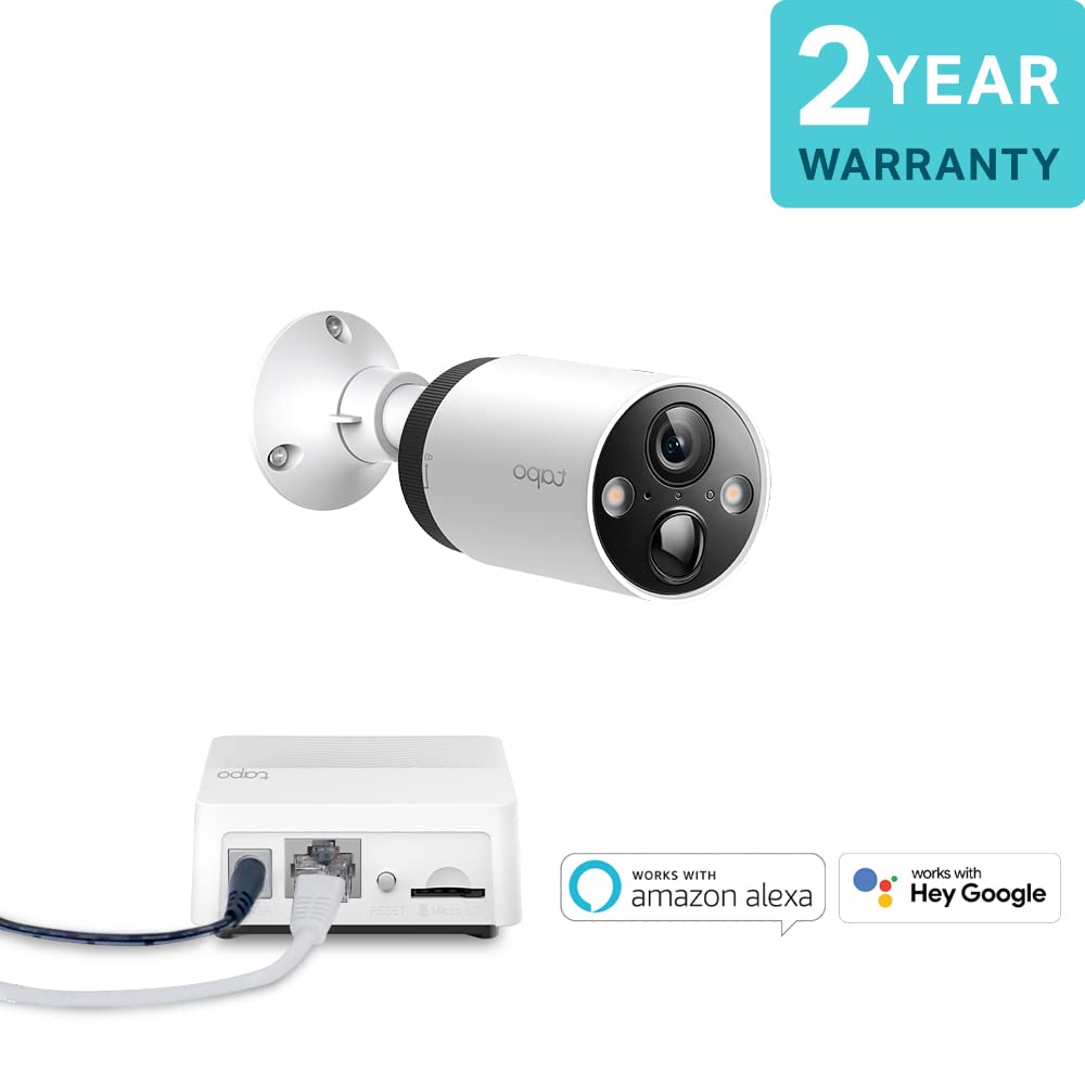 Tapo Cámara de seguridad inalámbrica 2K QHD para exteriores, 1 cámara con hub incluido, batería recargable de 180 días, 4 MP, visión nocturna a color, detección de IA, almacenamiento SD, funciona con