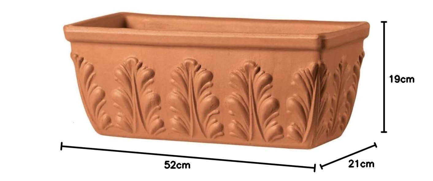Generisch NEU !! Orig. Italienischer Blumenkasten 52 cm aus Terracotta Balkonkasten Pflanzkasten Blumentopf Pflanzgefäß Terrakotta