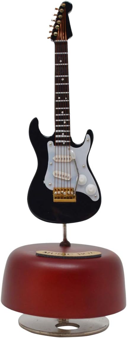 KingPoint Electric Guitar Music Box Rotating Musical Base Instrument Miniature Creative Artware Home Decorations