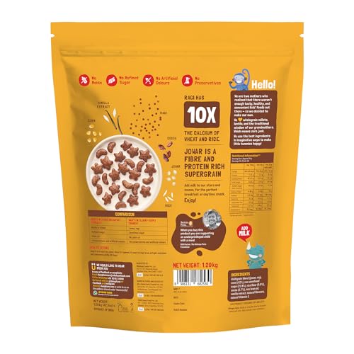 Image of Slurrp Farm No Maida, No Refined Sugar Choco Crunch Cereal | No Added Colour | Chocolaty Stars and Moons | Made with Ragi & Jowar | Healthy Breakfast for Kids | 1.2 kg