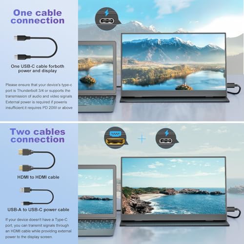 Image of 18.5 Inch Portable Monitor for Laptop, FHD 1080P 100% sRGB Travel Monitors for Laptop, Portable Computer IPS Display w /VESA, External Monitor USB-C HDR HDMI Portable Screen w /Smart Cover & Speakers