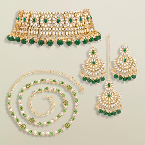 Image of Peora Crystal Faux Pearl Necklace & Jewellery Set Gift for Women