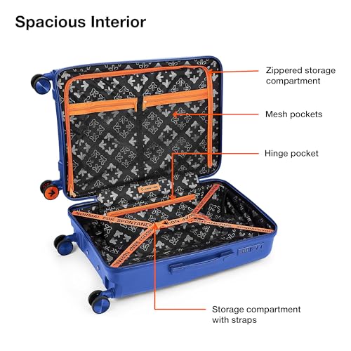 Image of Nasher Miles Polypropylene Spinner Seattle Hard-Sided Check-in Luggage 24 inch | 65cm | 8 Wheels Medium Trolley Bag for Travel | Suitcase (Dark Blue)