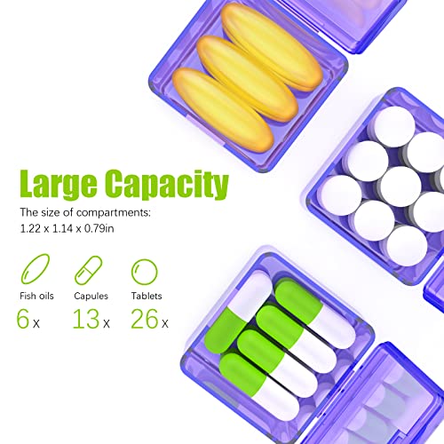 Image of Monthly Pill Organizer Once a Day - 30 Day Pill Organizer Box - Easy to Open - Large Compartments Portable Case for Travel, Month Pill Cases Medicine Organizer for Vitamin (Purple)