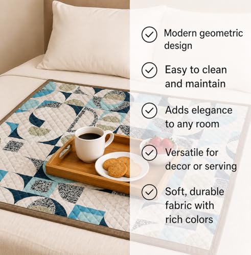 Image of Homerz Premium Reversible Bed Server | 30x30 Inch Quilted Waterproof Fabric | Foldable Dining Mat for Bed, Sofa & Floor Use (Paisley, 30x30)