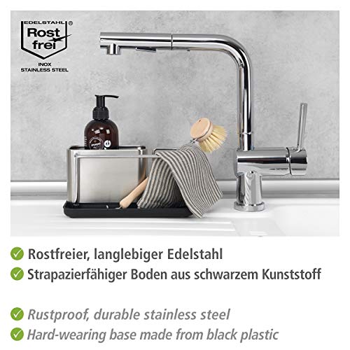 WENKO Spülorganizer Orio, hochwertiger Spülbecken-Organizer aus rostfreiem Edelstahl, Spülbecken-Caddy mit viel Stauraum… – Bild 4