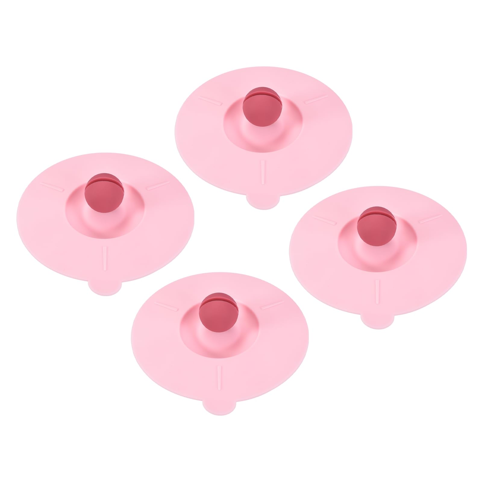 sourcing map 4 Pcs Silicone Cup Covers, 10cm/3.9 Inch Soft Silicone Cup Lids with Acrylic Knob Reusable Mug Cover Lids Anti-dust Airtight Seal for Tea Coffee Drink Glass Mug, Light Pink