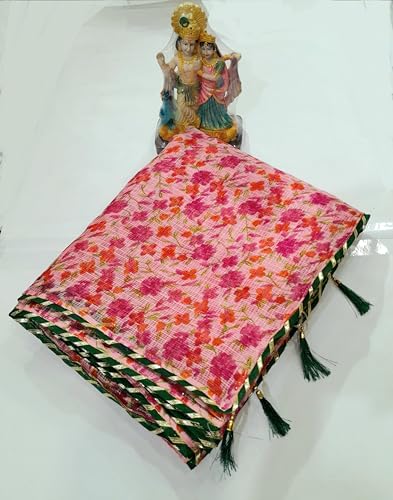 Image of Lado Rani Kota Doria Cotton Silk Flower Print sarees with blouse