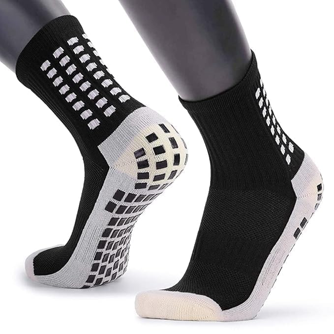 dumleto Grip Socks for Men, Anti-Slip Football with Thick Cushion – Ankle Length Sport for Soccer, Badminton, Gym, Running & Indoor Training (1 Pair)-picture-3