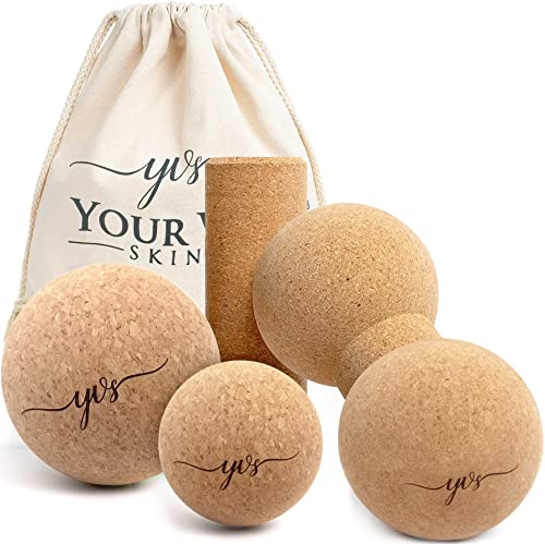 YVS® - Faszienrolle Kork, Faszienrolle Set aus Kork, Korkrolle korkball ideal für Faszien, Rücken und Wirbelsäule, faszien set kork nachhaltig und umweltfreundlich, Faszien-Rollmassage Set