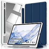 Kdely Hülle Kompatibel mit Samsung Galaxy Tab S8/S7 11 Zoll 2020 Transparent Schutzhülle mit Stifthalter Ultra Dünn Case mit Auto aufwachen/Schlaf Funktion - Navy Blau