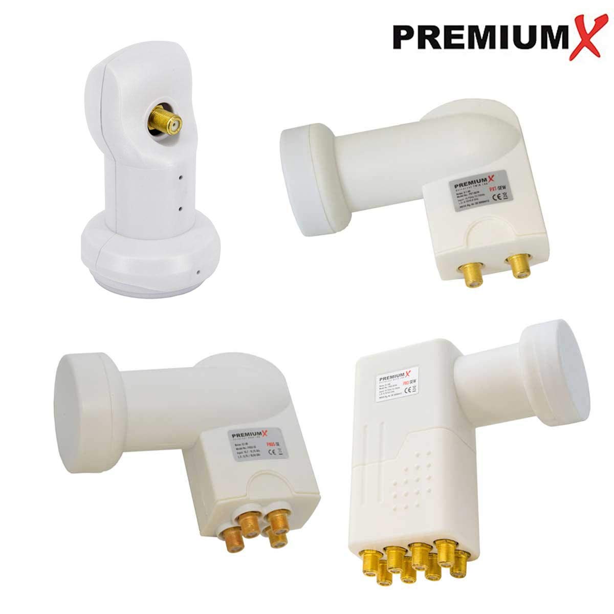 PremiumX Satelliten-Komplettanlage 80cm Antenne Hellgrau Satellitenschüssel TV Schüssel Satellitenantenne SAT Single LNB 2X F-Stecker