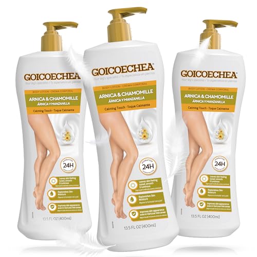 Goicoechea Arnica & Chamomile Body Lotion | Soothes Tired Legs; Hydrates & Refreshes Skin; Non-Greasy Daily Formula; Varicose Veins Cream; Improves Appearance of Varicose Veins 13.5 Oz 3-Pack
