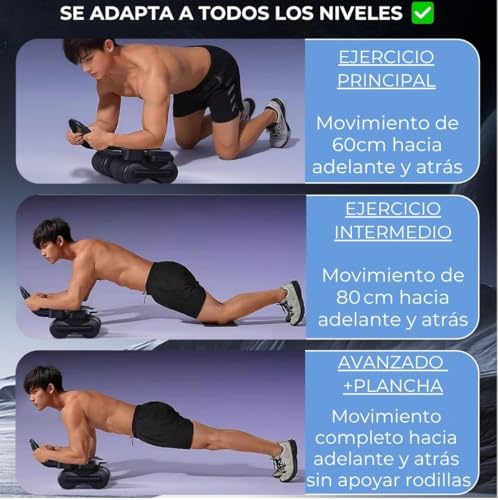 EZAYEEK® - Rueda abdominales asistida. Aparatos de ejercicio en casa. Rodillo abdominal y gimnasio en casa. Rueda abdominal. Rodillo abdominales para gainage. - imagen 6