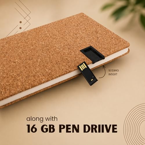Image of 4 in 1 gift set | Diary Gift Set | Cork Utility Pro Kit with A5 Notebook & 16GB USB Pen Drive | Cork Pen | Keychain & Mobile Stand in Canvas Pouch | Premium Corporate Gift Set | Gift Set for Men and Women
