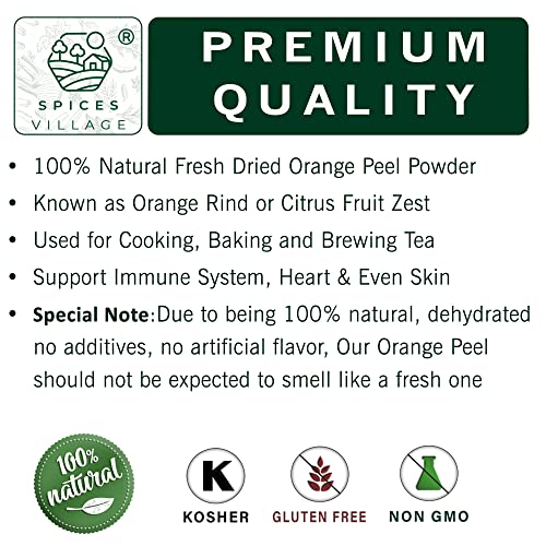 SPICES VILLAGE Orange Zest, Dried Orange Peel Powder, Fresh Dried Orange Peel Zest and Rind, Citrus Fruit Seasoning for Cooking, Baking & Herb Tea, 4 oz, Kosher, Gluten Free, Non GMO, Resealable Bulk Bag - Thumbnail 2