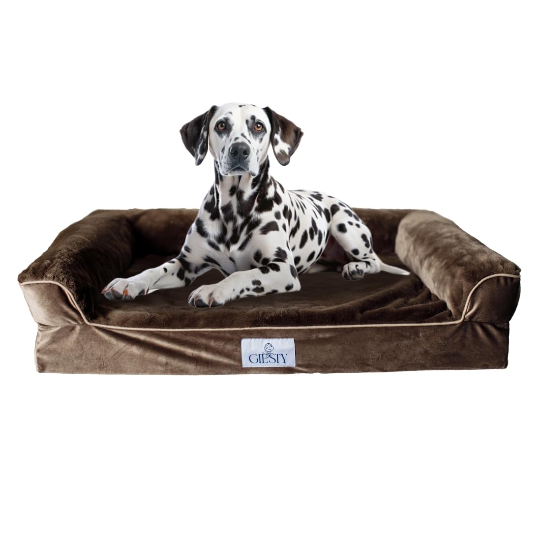 Giesty Dog Beds for Large Dogs, Orthopedic Waterproof Dog Beds, Washable Removable Cover, Egg Foam Sofa Beds, Pet Bed Velour and Faux Fur, Size L(35,4"*26,8"*7,9"), Non-Slip Bottom