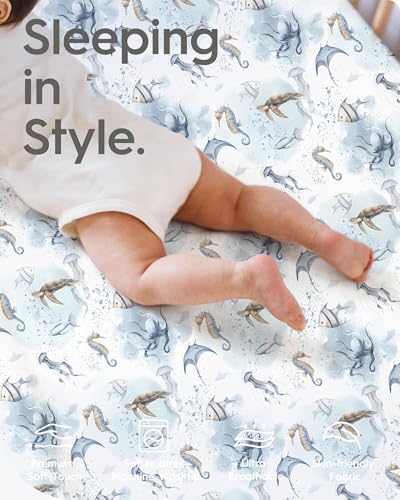 Image of Baby Crib Sheets Boy Girl for Standard Crib Mattress - Ultra Soft Jersey Knit Neutral Crib Mattress Sheet, Safe and Snug, Durable, Stylish Crib Sheet Fitted, 28''x52''x9'' Extra Deep Pocket