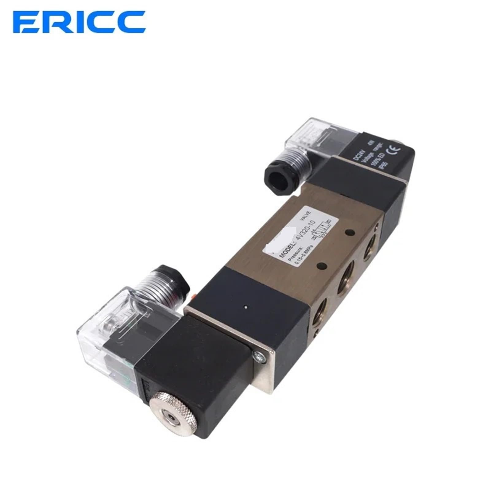 Elektrozawór pneumatyczny 4V320-10, DC 12V 24V, 110V, 220V, 380V, 3/8" BSPT, 2-pozycyjny, 5-drożny (4V320-10 AC380V, With 8mm Fittings)