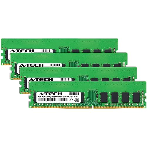 Image of A-Tech Server 16GB Kit (4x4GB) DDR4 2133MHz PC4-17000 ECC UDIMM 1Rx8 Single Rank 1.2V ECC Unbuffered DIMM 288-Pin Server & Workstation RAM Memory Upgrade Modules (A-Tech Enterprise Series)