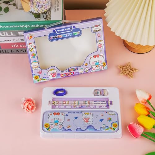 Image of Birthday Popper 5-in-1 Cartoon Themed Stationery Set for Kids - Set of 6 as Birthday Return Gifts, Study, Writing & Drawing - Type 1