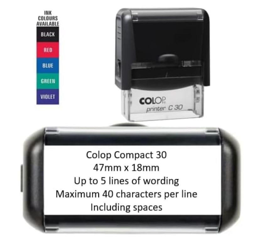 Personalised Custom Made Self-Inking Business Company Address Rubber Ink Stamp - 48mm x 18mm (Up to 5 Lines)