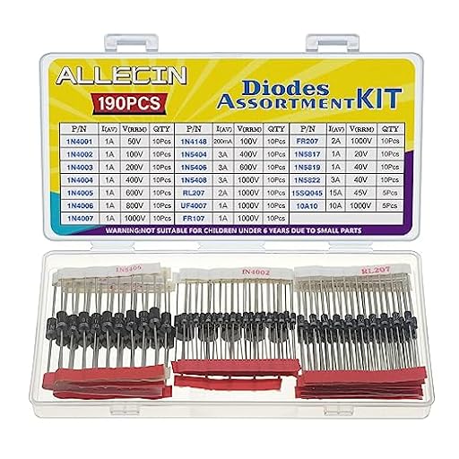 ALLECIN 20 Valores Kit de Diodos 1N4001 1N4002 1N4003 1N4004 1N4005 1N4006 1N4007 1N4148 1N5404 1N5406 1N5408 RL207 UF4007 FR107 FR207 1N5817 1N5819 1N5822 15SQ045 10A10 Diodo Rectificadores Schottky | Ya disponible en tu tienda friki favorita! En mundofriki.es!