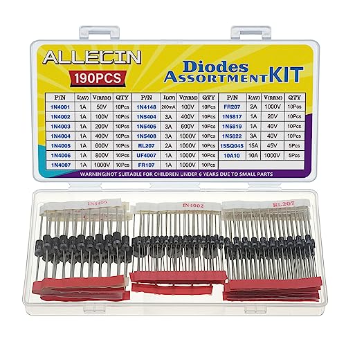 ALLECIN 20 Valores Kit de Diodos 1N4001 1N4002 1N4003 1N4004