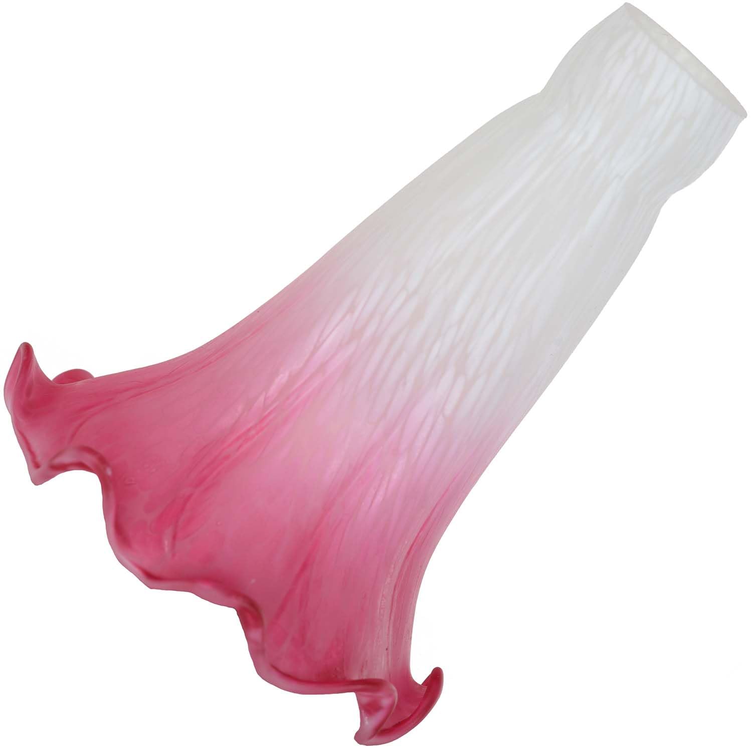 Bieye LS02S Lily Flower Blown Glass Lampshade (White Pink, Opening I.D. 0.87" x O.D. 1")