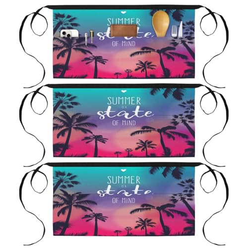 Tablier court de cuisine idéal pour pâtisserie et nettoyage lot de 3 demi-tabliers de bar