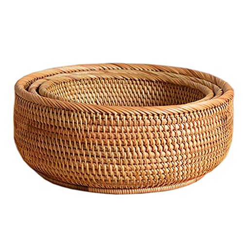 Round Wicker Basket Fruit Vegetables Handmade Baskets Wicker Bread Baskets Bread Serving Basket Food Serving Baskets Fruit Bread Basket Rack For Counter