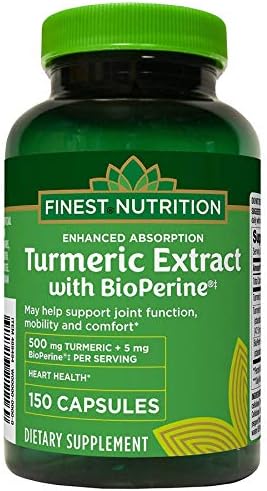 Finest Nutrition - Turmeric - Heart Health - 500 Mg - 150 Caplets