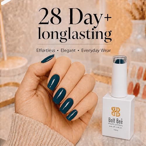 Image of Bolt Bee Midnight Teal Color Gel Nail Polish Soak Off UV Gel 15ML DIY at Home Manicure Salon Nail Art