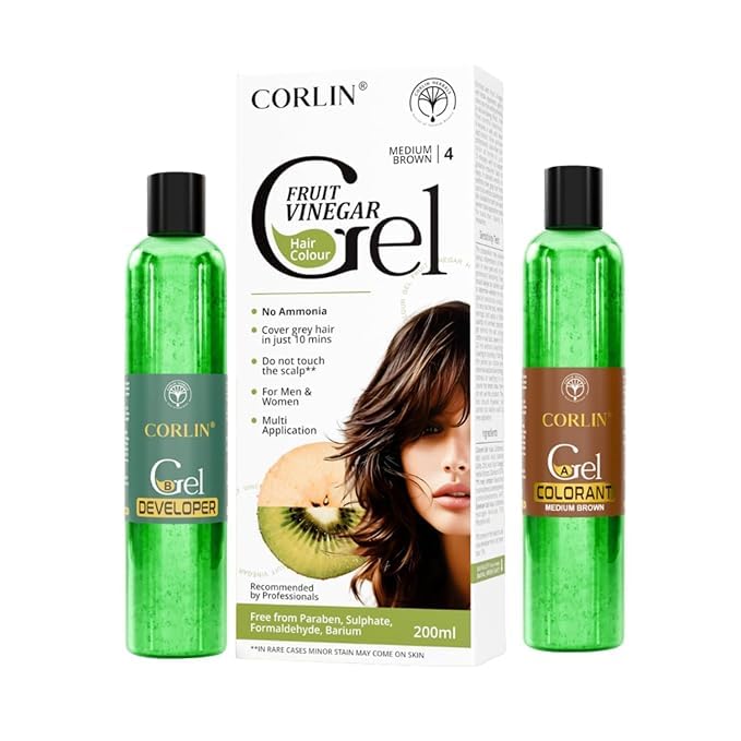 Corlin Hair Color Gel for Grey Hair | Fruit Vinegar Formula | No Ammonia | Paraben & Sulphate Free | 10-Min Quick Hai Dye | Unisex | Multi Application (Medium Brown (200Ml))-picture-34