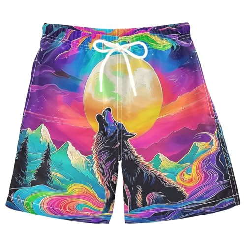 Wolf Galaxy Cloud Boys Swim Trunks Kids Toddler Beach Board Shorts Teen Quick Dry Bathing Suit Swimsuit