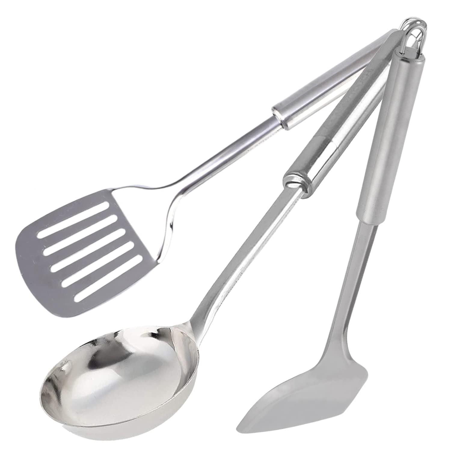 Heart Home Stainless Steel Kitchen Utensil, Cookware Set, Kitchen Tool- Set of 3 (Spatula & Solid Turner & Ladle) (Silver) (B09PGB7Z4Y) Amazon Price History, Amazon Price Tracker
