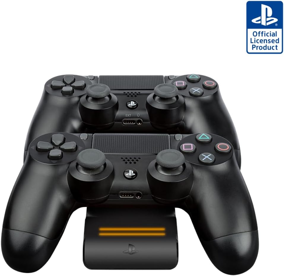 PDP Gaming Magnetic Ultra Slim Playstation 4 Controller Charging System - PS4 Accessories, Wireless Charger, Ambient Light Feature, LED Charging Indicators, Licensed by Sony (Black)