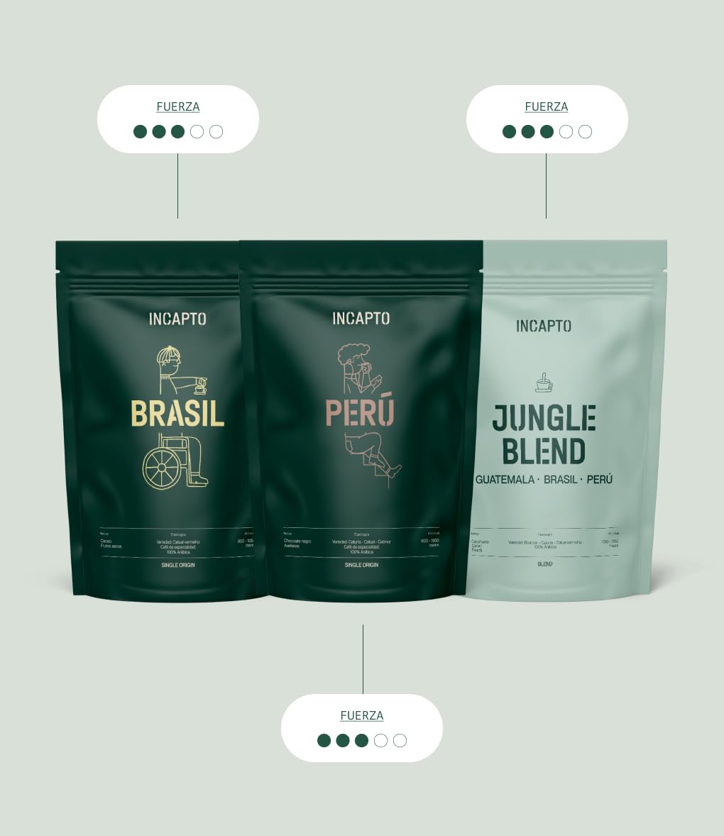 Incapto Pack de Cafés Especial Café con Leche, Café en Grano Natural, Specialty Coffee +80 SCA, 3x500g