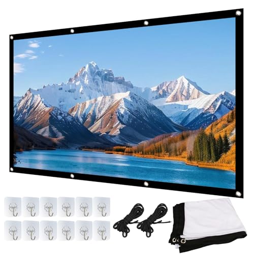 Telo per Proiettore 16:9 HD Portatile da Esterno,Antipiega Alta Risoluzione, Bianco Telo per Videoproiettore, Projector Screen,Pannello per Schermo Proiettore Tenda per Home Cinema, Scuola