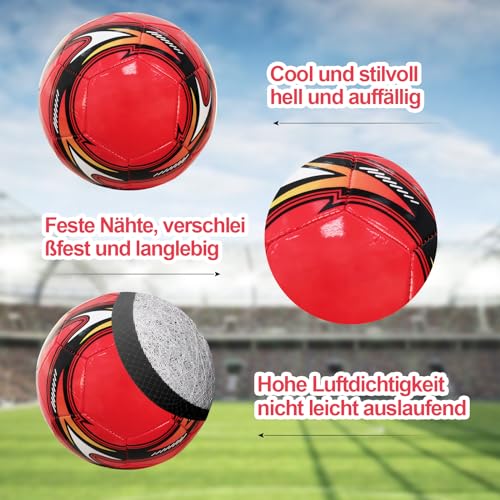 WUIOWPPIC Fußball Größe 5, Anti-Luftaustritt Professioneller Fußball Leder Kinder, Offizieller Training Fusball, Wasserdicht Ball Wettbewerb für Kinder Jugendliche Erwachsene Drinnen Draussen