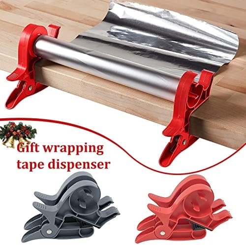 Wrapping Tape Dispenser | Christmas Wrapping Paper Table Clamp | 2 in 1 Wrapping Paper Holder with Tape Cutter Dispenser | Portable Desktop Wrapping Tools