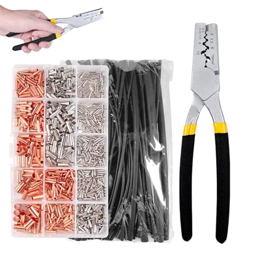 Seyrnicay Accesorios de tubo de cobre, kit de herramientas de estampado de cuerda de alambre | Herramienta de crimpado de tubo de cobre para transmisores, reguladores de voltaje, reguladores de
