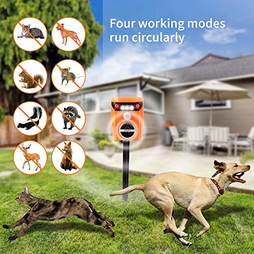 Thanos Solar Animal Repellent Ultrasonic Cat Repeller Motion Activated LED Flashing Light Keep Away Dog Fox Raccoon Deer from Your Garden